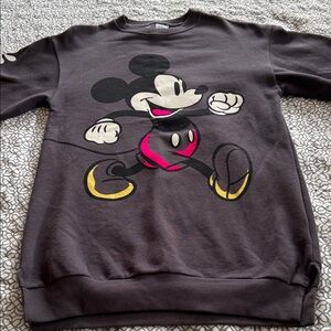 Disney Mickey Mouse Sweatshirt Charcoal with Red and Yellow Accents